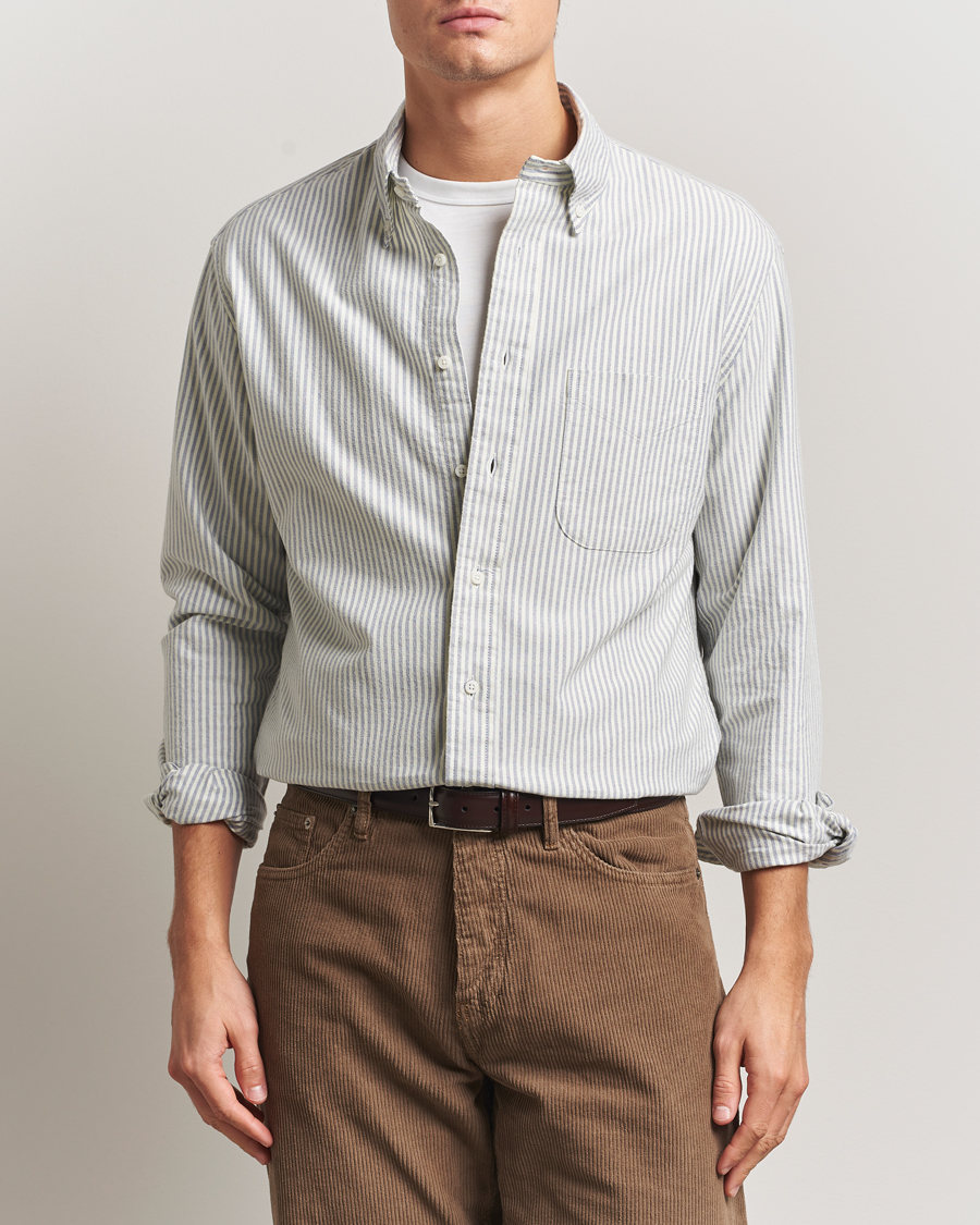 Herren | Hemden | Gitman Vintage | Brushed Oxford Button Down Shirt Blue Stripe