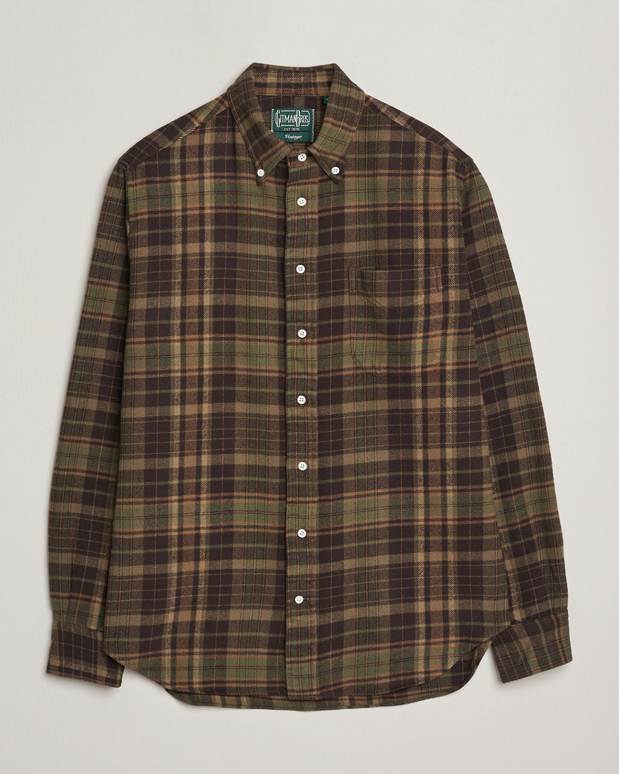 Herren | Hemden | Gitman Vintage | Brushed Winter Madras Button Down Shirt Brown/Olive