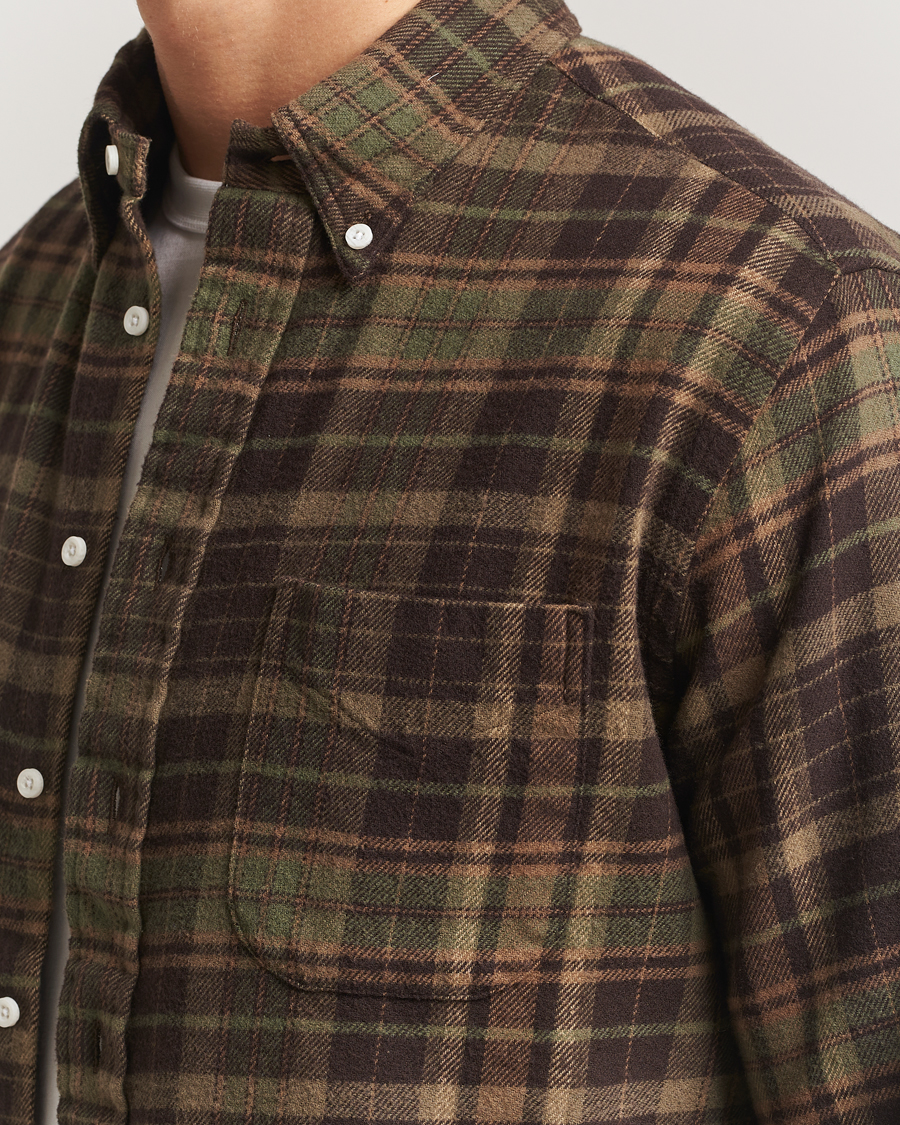 Herren | Hemden | Gitman Vintage | Brushed Winter Madras Button Down Shirt Brown/Olive
