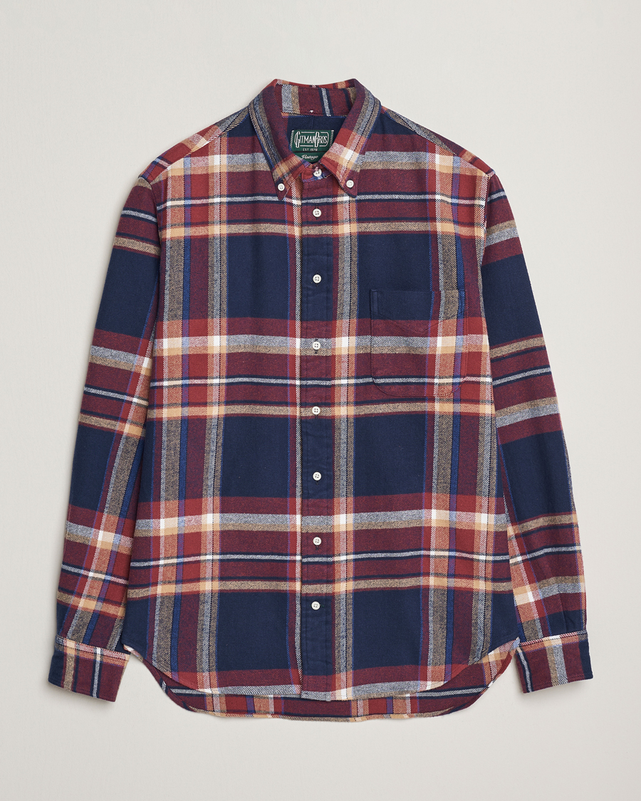 Herren | Hemden | Gitman Vintage | Brushed Winter Madras Button Down Shirt Rose/Navy