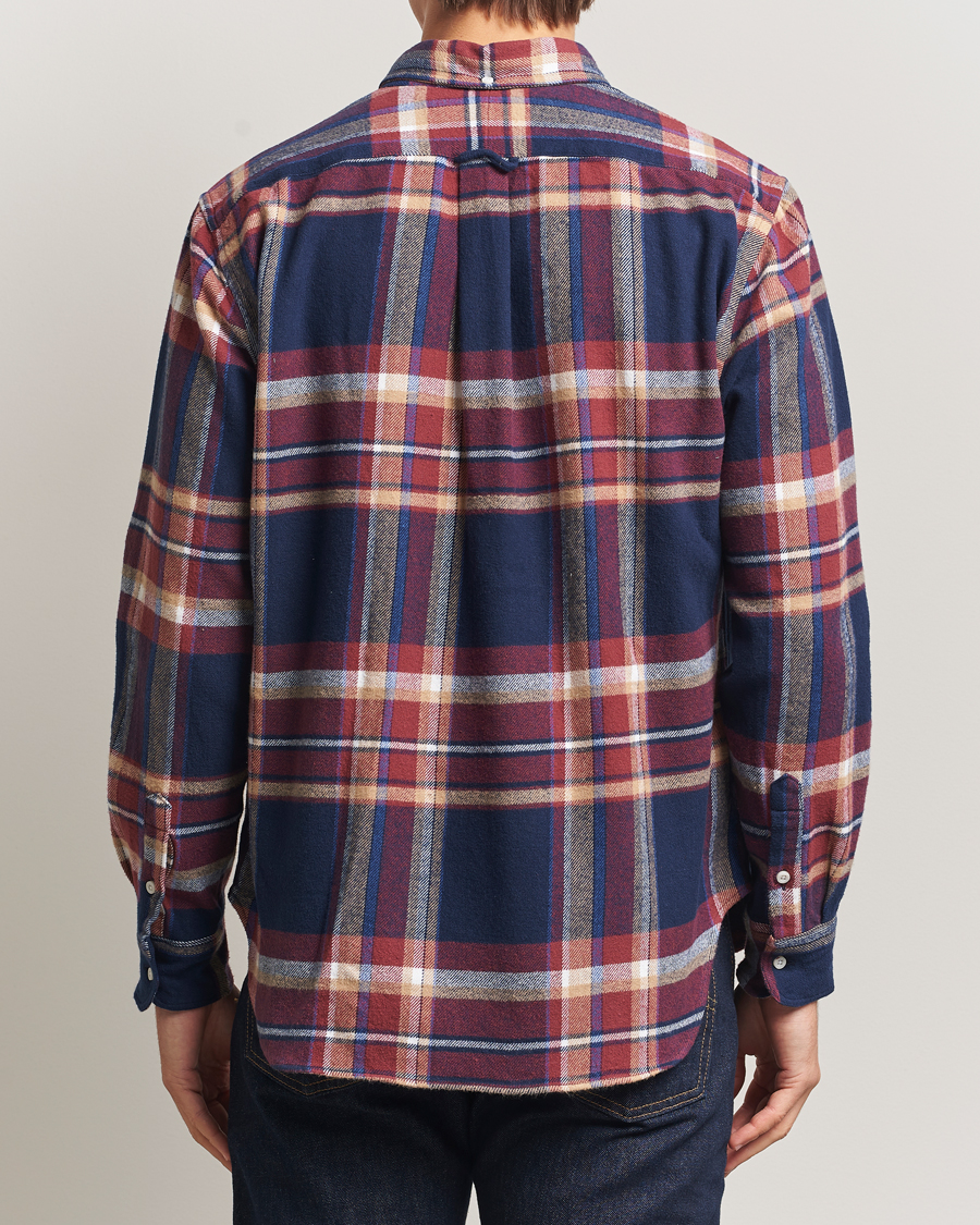 Herren | Hemden | Gitman Vintage | Brushed Winter Madras Button Down Shirt Rose/Navy