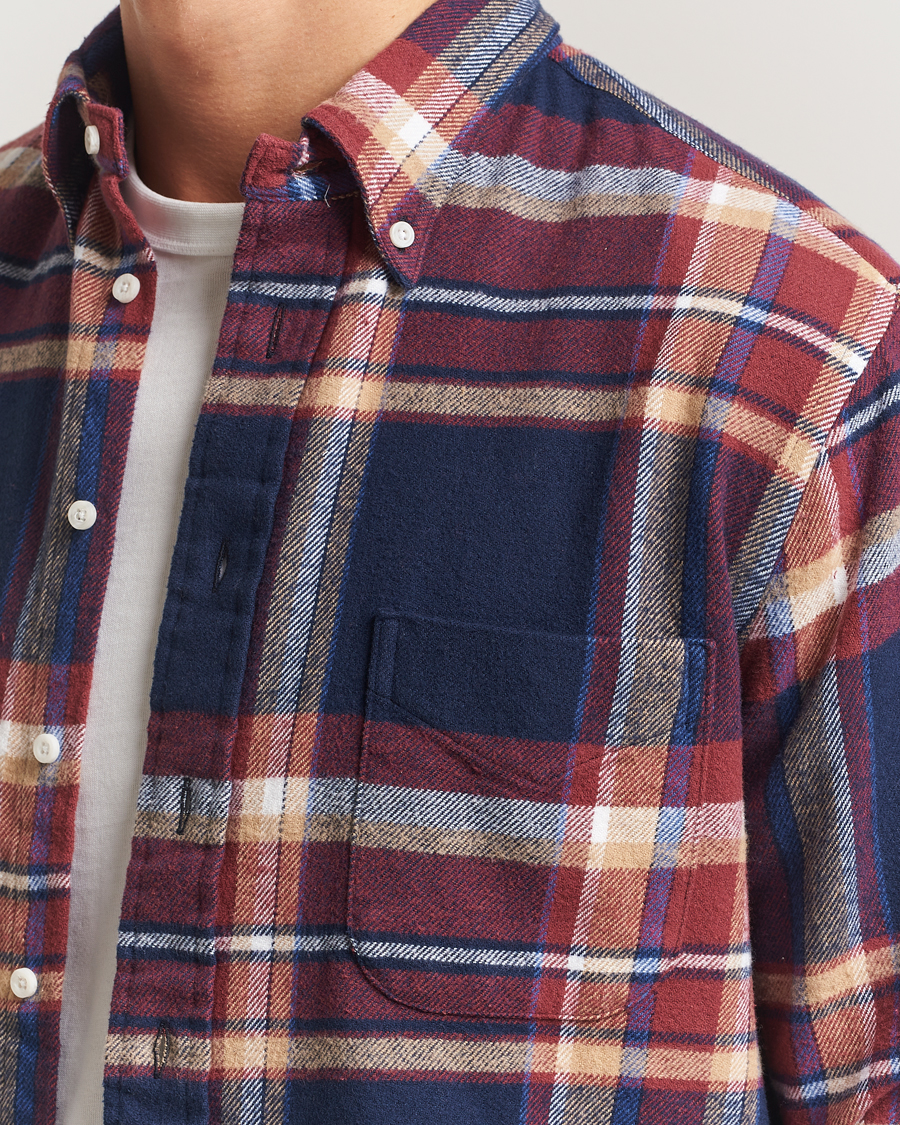 Herren | Hemden | Gitman Vintage | Brushed Winter Madras Button Down Shirt Rose/Navy
