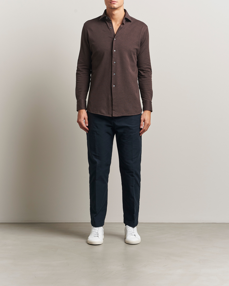 Herren | Hemden | Grigio | Cotton Jersey Shirt Dark Brown