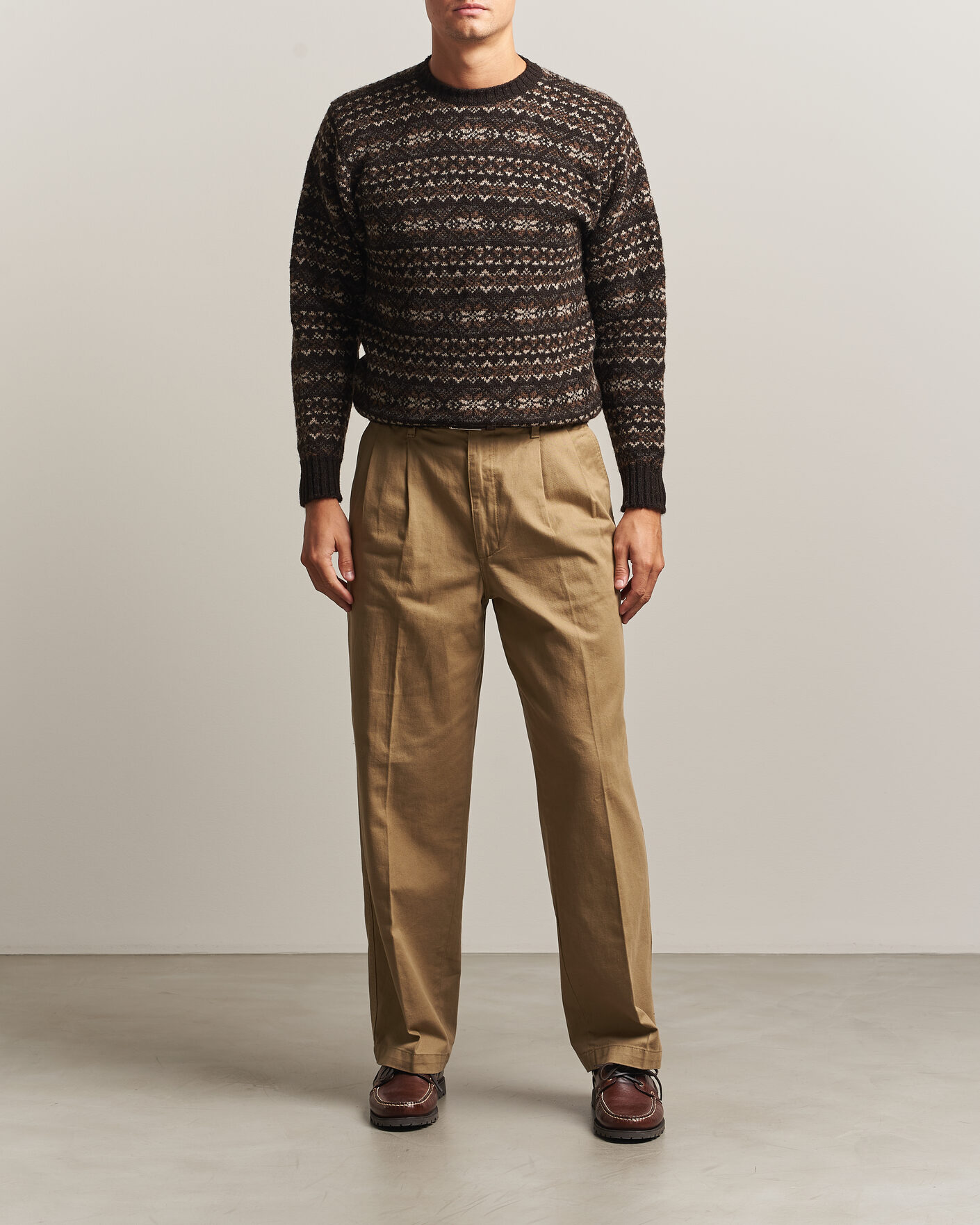 Herren | Pullover | Jamieson's of Shetland | Jamiesons Of Shetland All Over Fair Isle Pullover Crew Neck Dark Brown