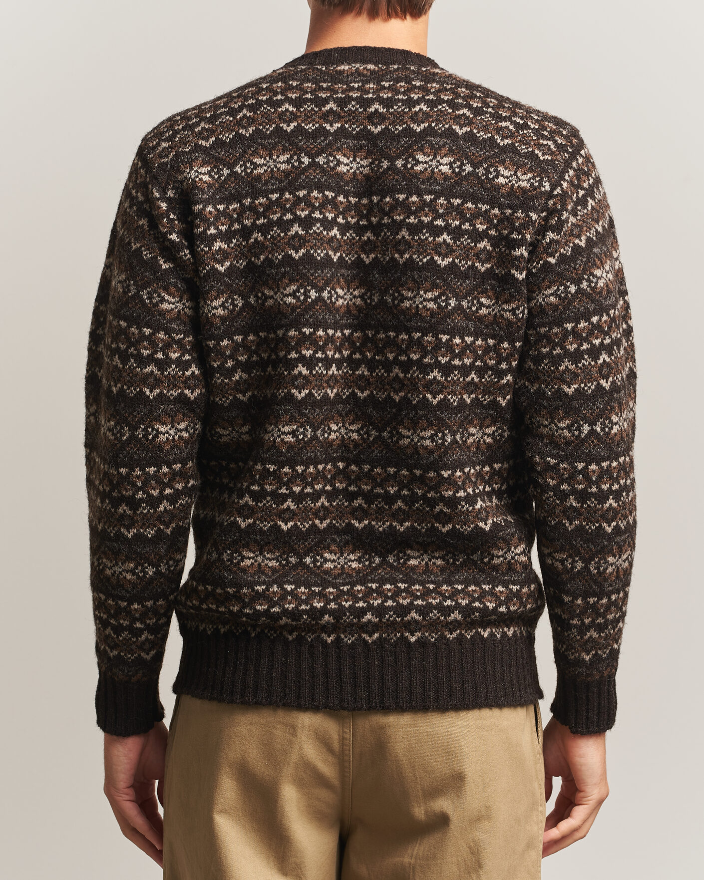 Herren | Pullover | Jamieson's of Shetland | Jamiesons Of Shetland All Over Fair Isle Pullover Crew Neck Dark Brown