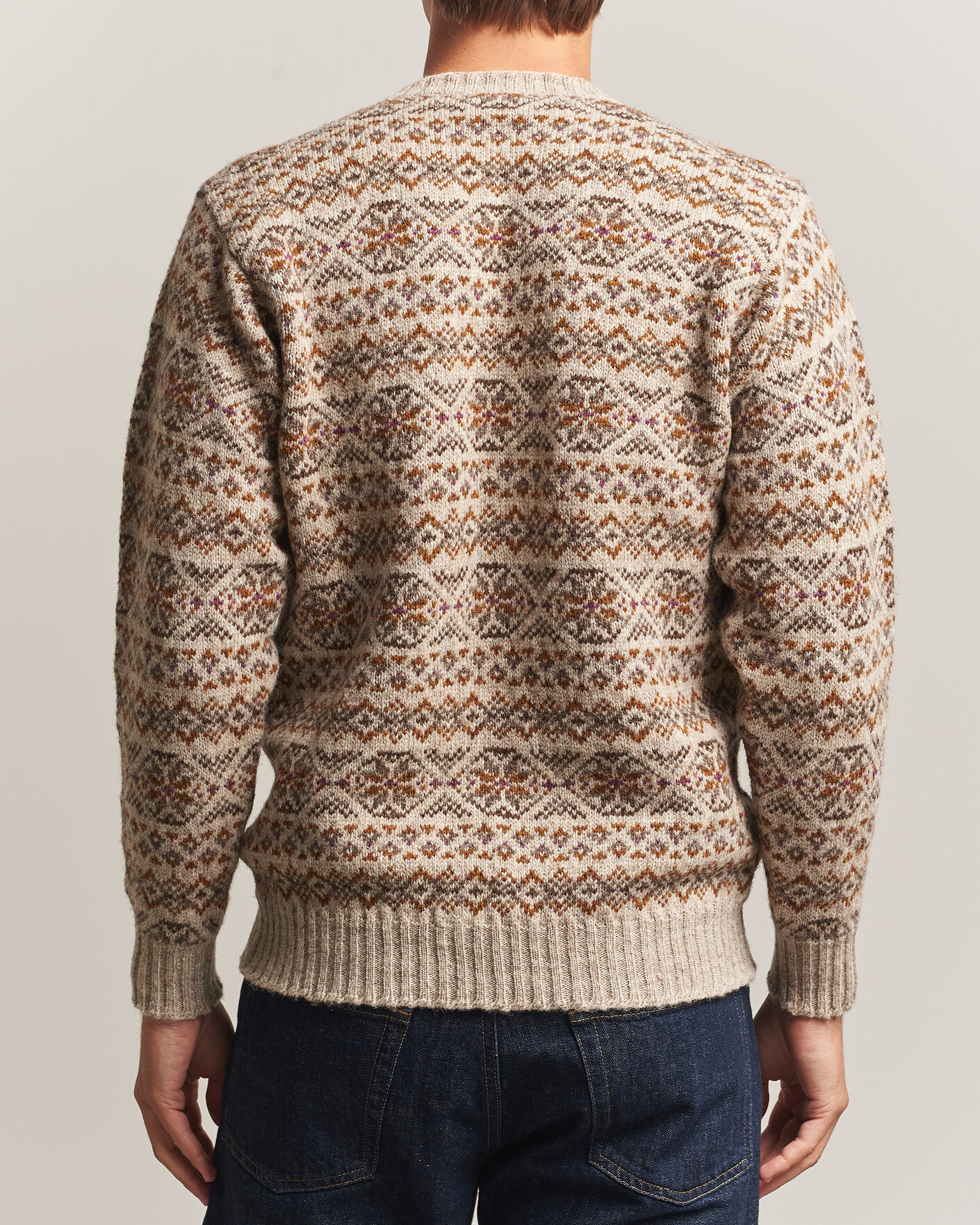 Herren | Pullover | Jamieson's of Shetland | Jamiesons Of Shetland All Over Fair Isle Pullover Crew Neck Natural