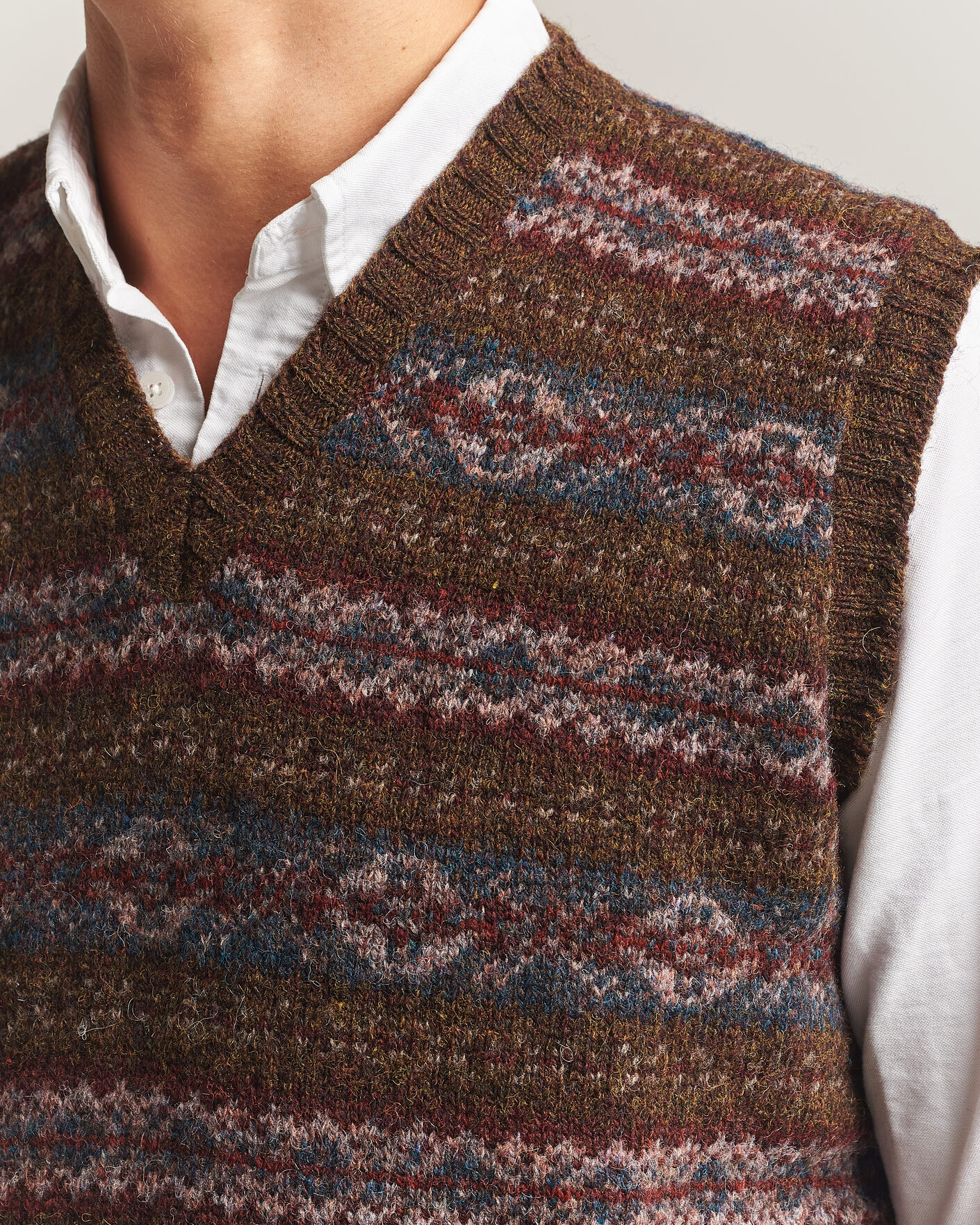 Herren | Pullover | Jamieson's of Shetland | Jamiesons Of Shetland All Over Fair Isle Slipover Moss Green