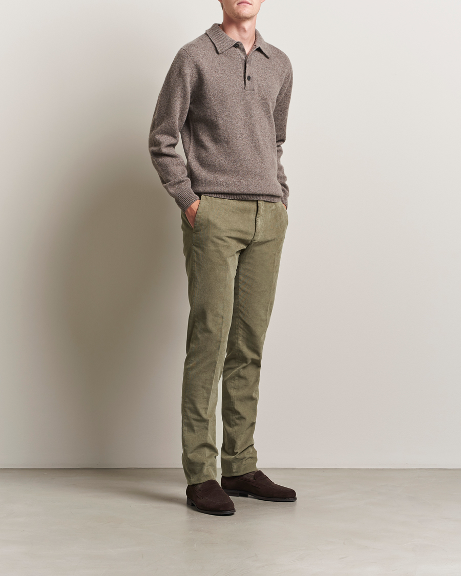 Herren | Hosen | Incotex | Slim Fit Baby Corduroy Trousers Sage