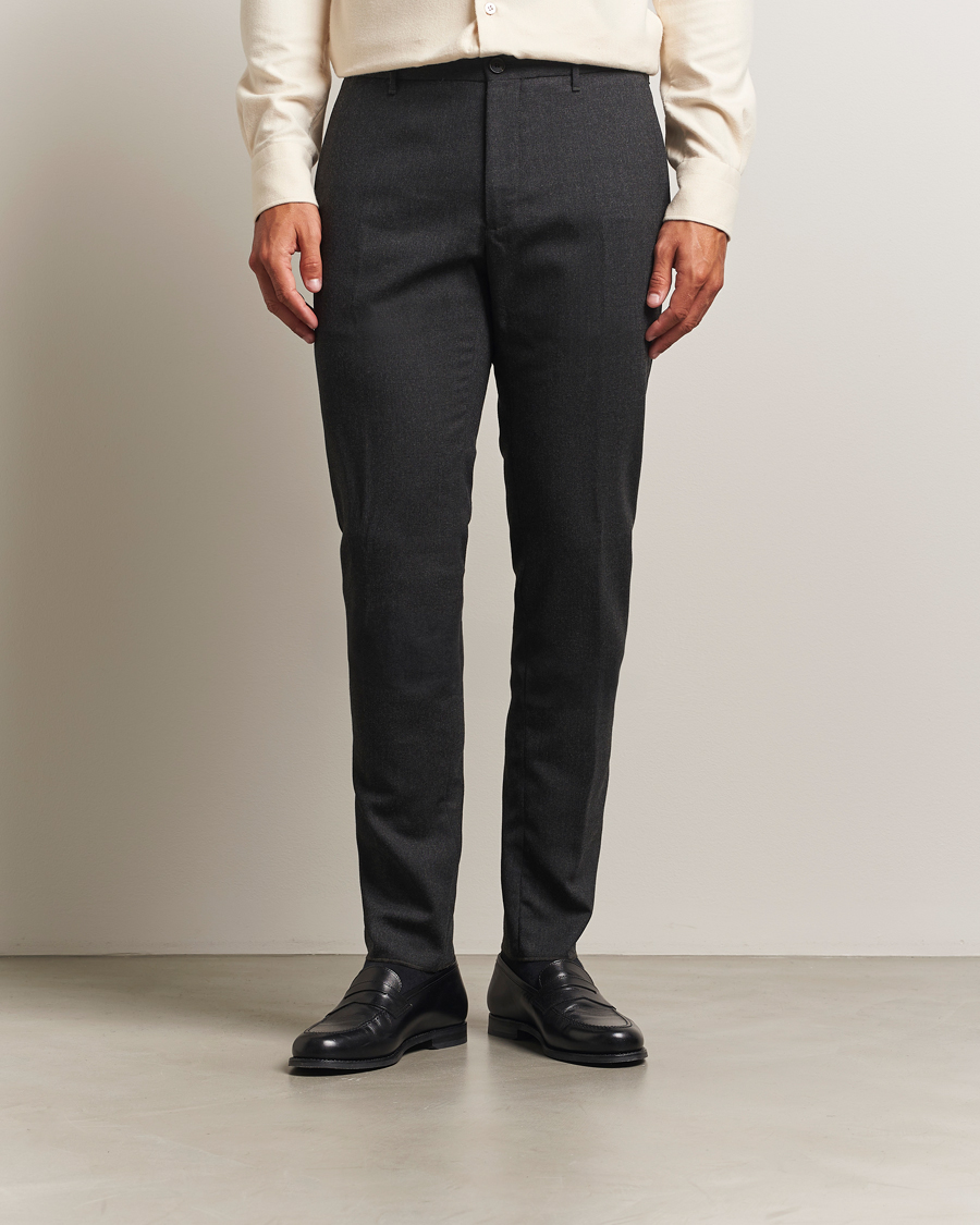 Herren | Hosen | Incotex | Slim Fit Washable Flannel Trousers Charcoal