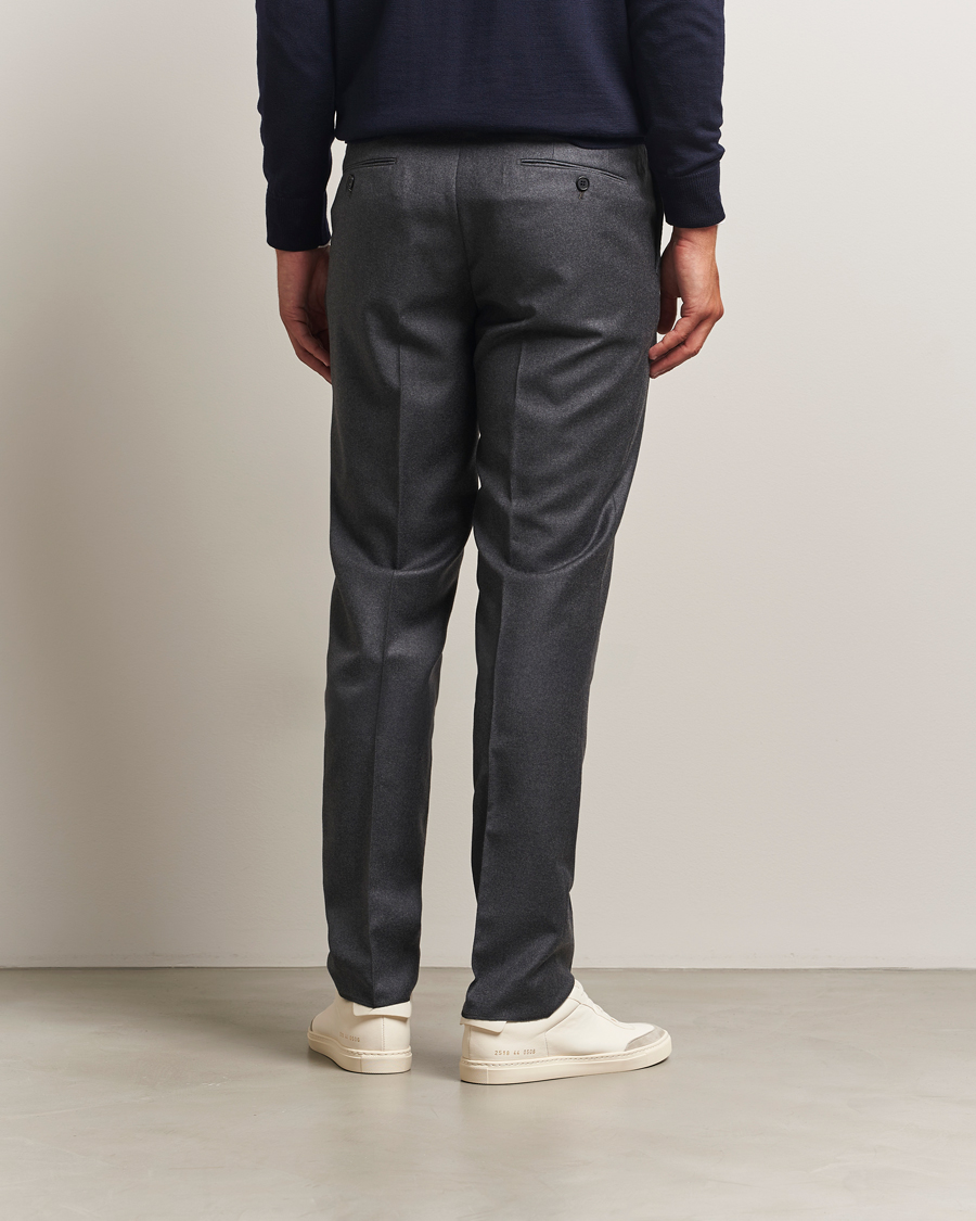 Herren | Hosen | Incotex | Regular Fit Worsted Flannel Trousers Grey Melange