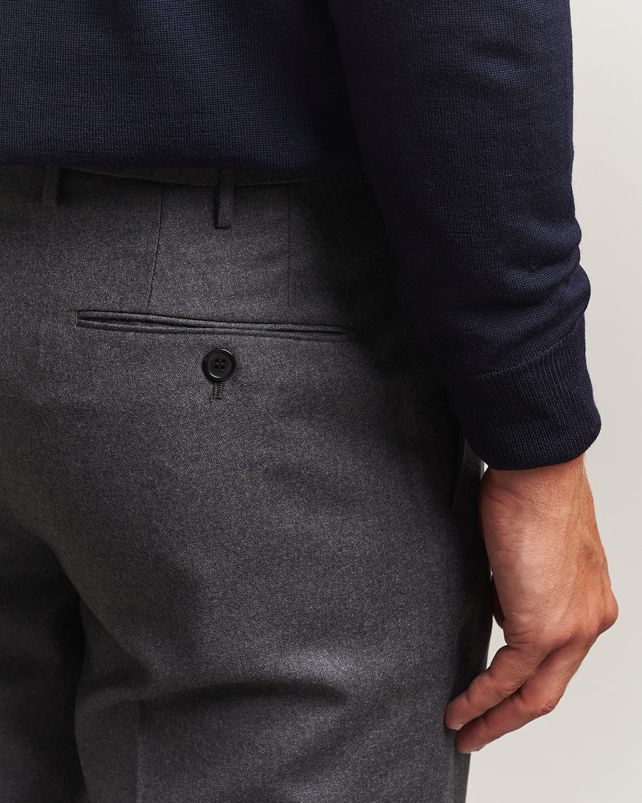 Herren | Hosen | Incotex | Regular Fit Worsted Flannel Trousers Grey Melange