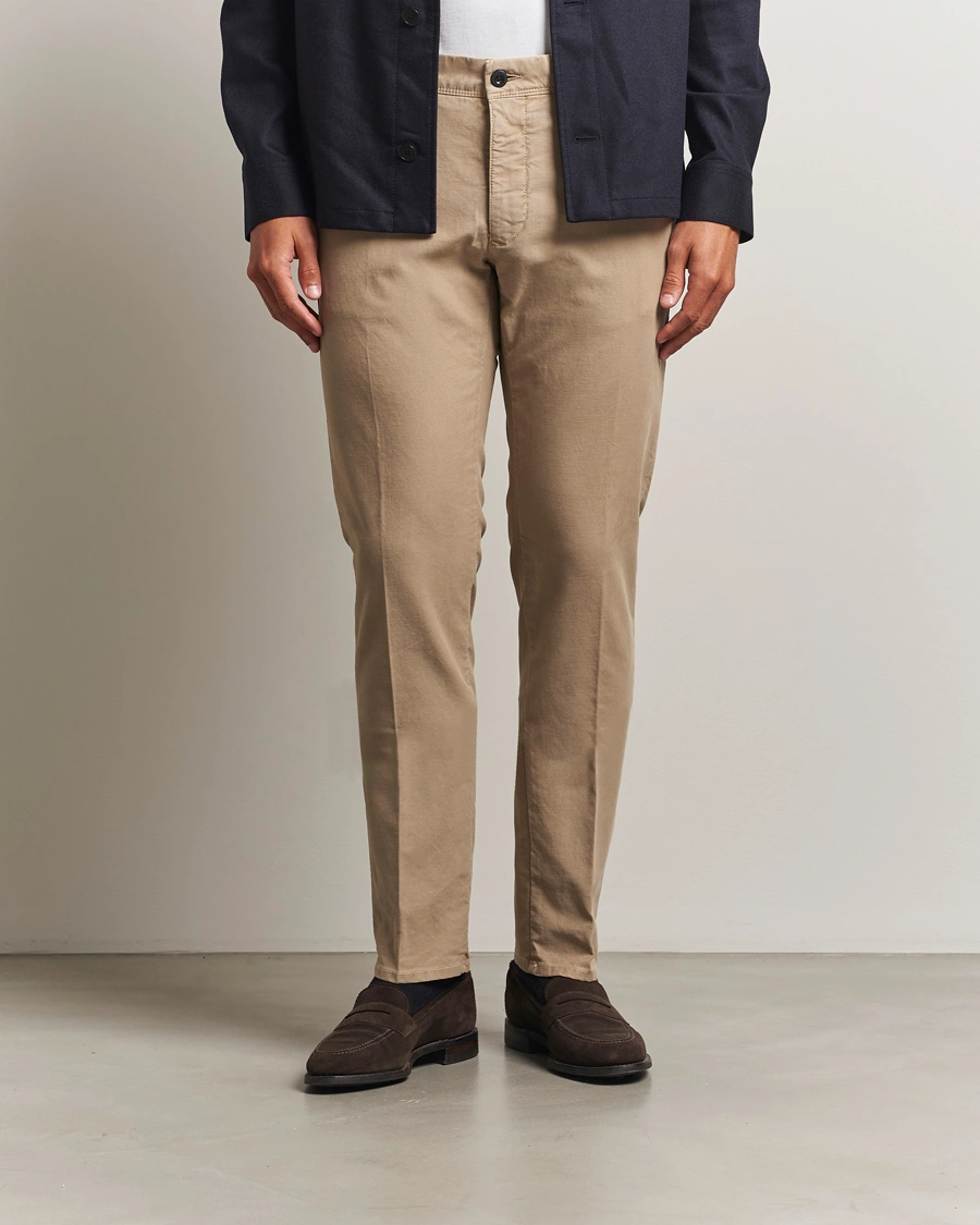 Herren | Hosen | Incotex | Slim Fit Garment Dyed Slacks Beige