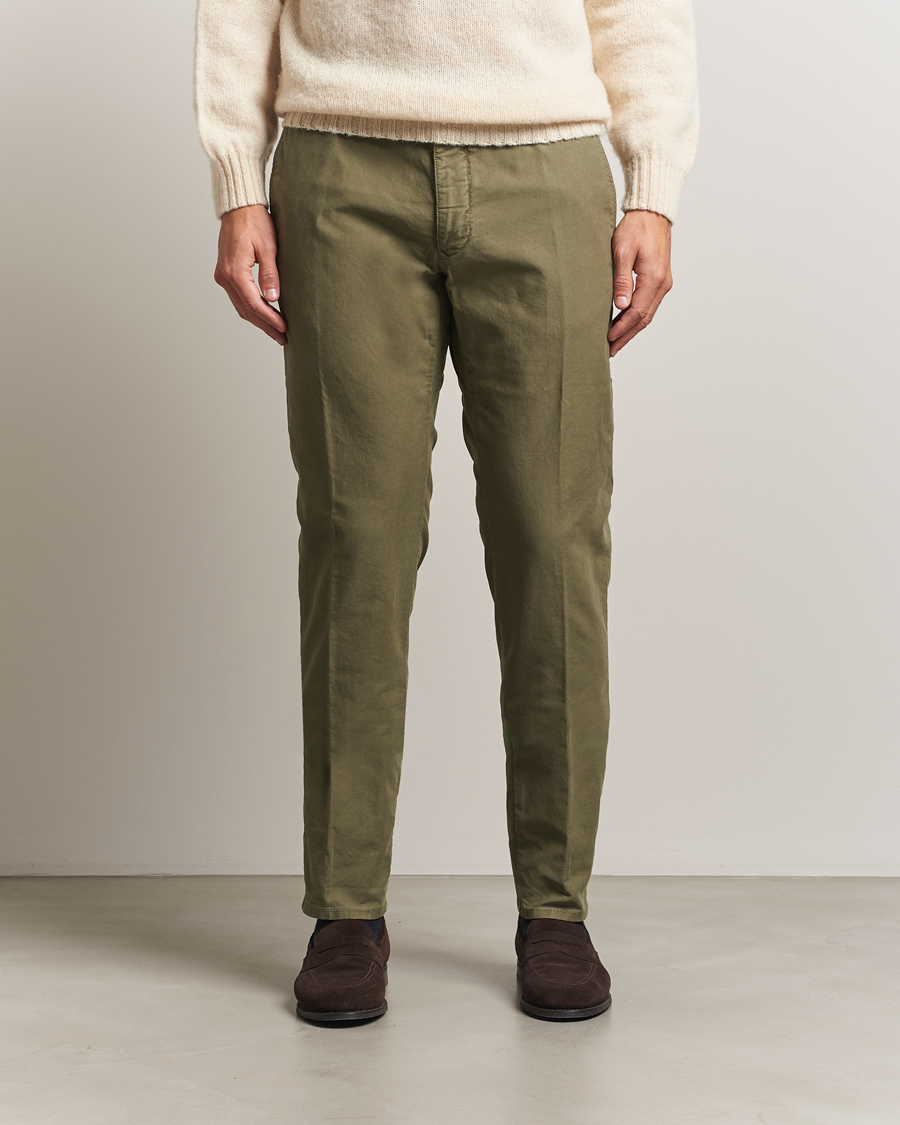 Herren | Hosen | Incotex | Slim Fit Garment Dyed Slacks Green