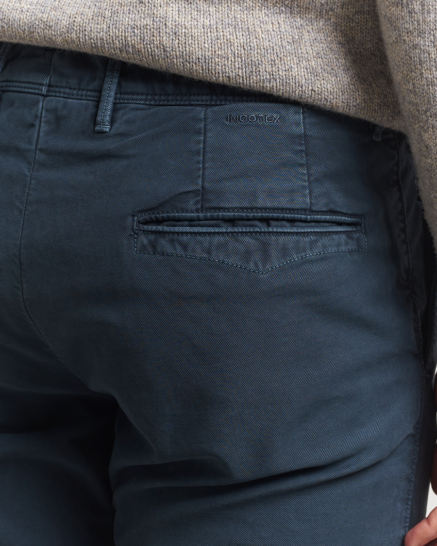 Herren | Hosen | Incotex | Slim Fit Garment Dyed Slacks Navy