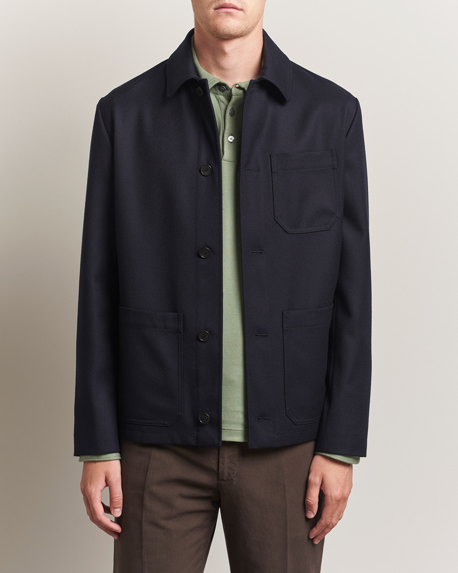 Herren | Jacken | Incotex | Wool Cover Shirt Jacket Navy
