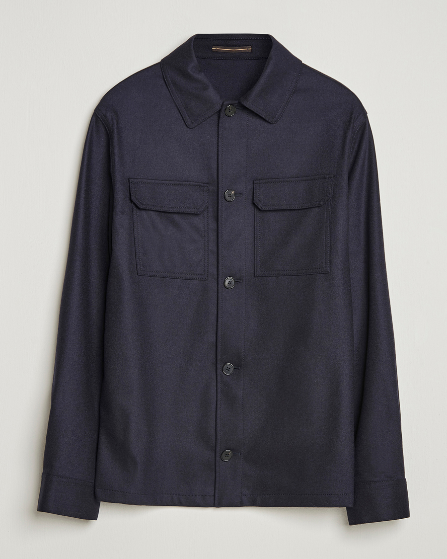 Herren | Hemden | Incotex | Flannel Overshirt Navy