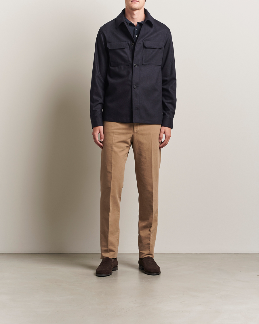 Herren | Hemden | Incotex | Flannel Overshirt Navy