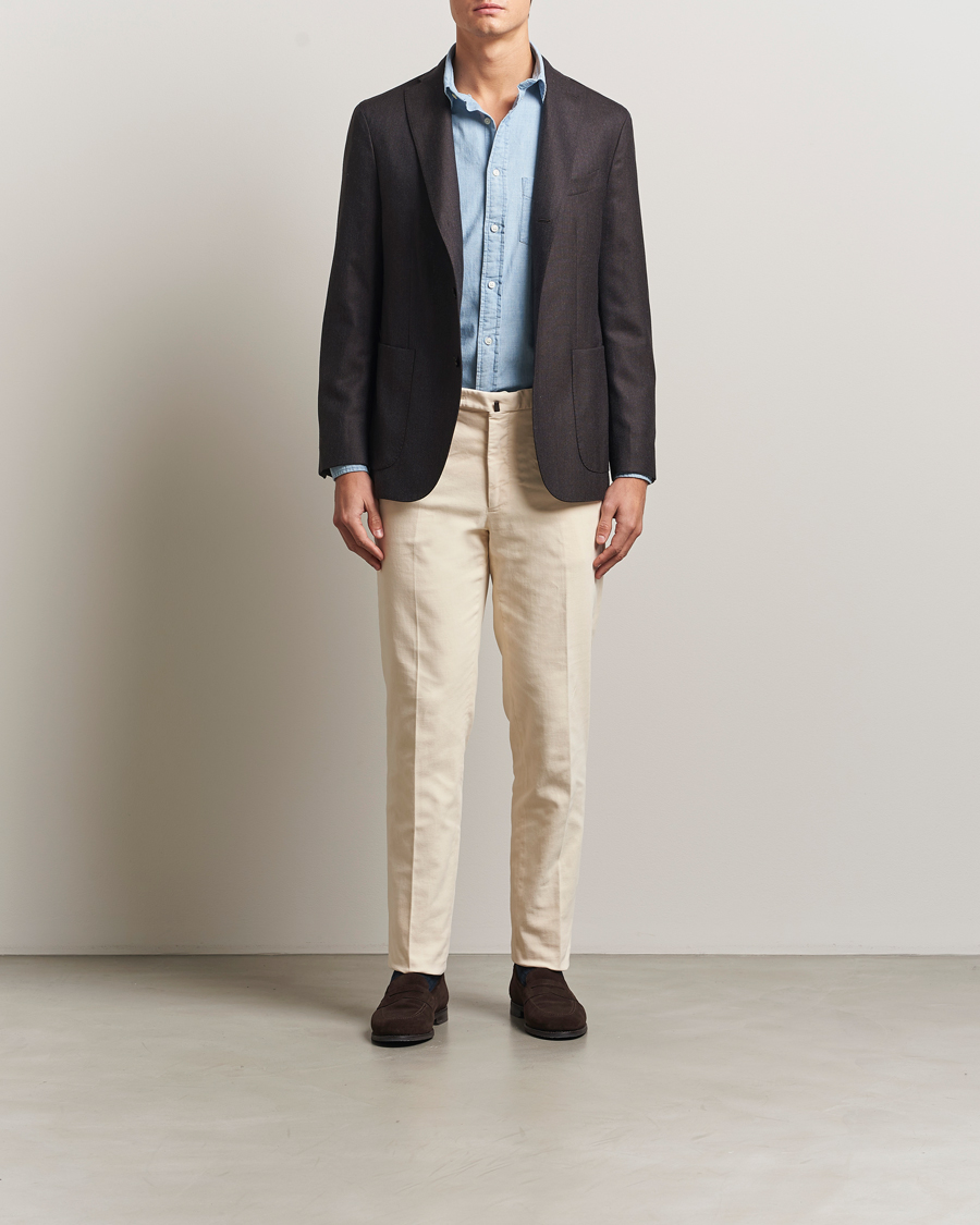 Herren | Hosen | Incotex | Regular Fit Moleskine Trousers Off White