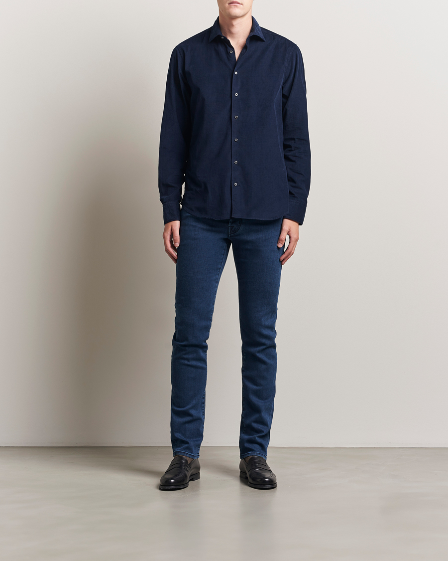 Herren | Jeans | Jacob Cohën | Bard Slim Fit Trunk Patch Stretch Jeans Mid Blue