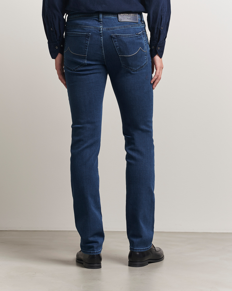Herren | Jeans | Jacob Cohën | Bard Slim Fit Trunk Patch Stretch Jeans Mid Blue