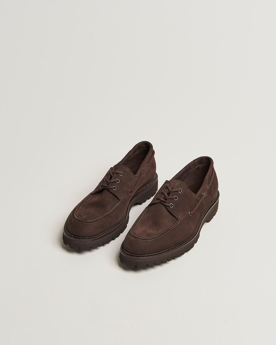 Herren | Derby | John Lobb | Tide Moc Toe Derby Dark Brown Nubuck