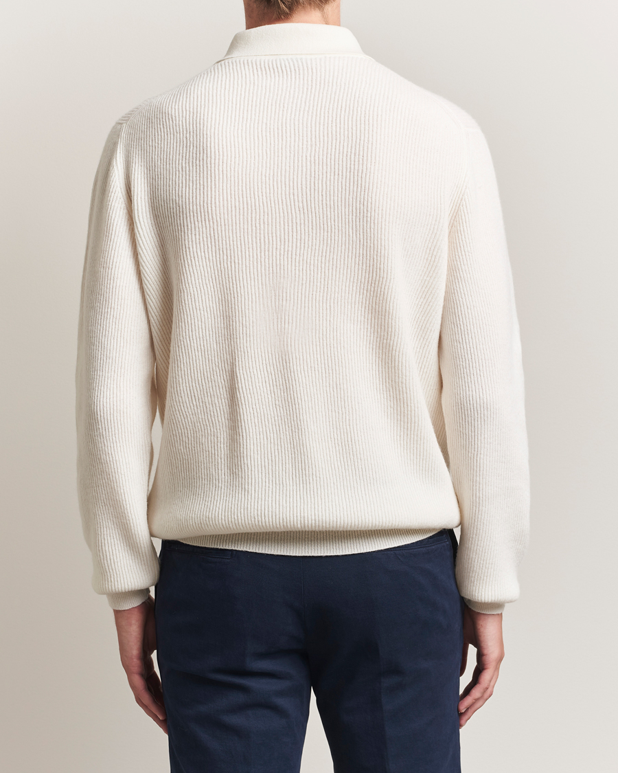 Herren | Pullover | Kiton | Cashmere Rib Long Sleeve Polo Light Beige