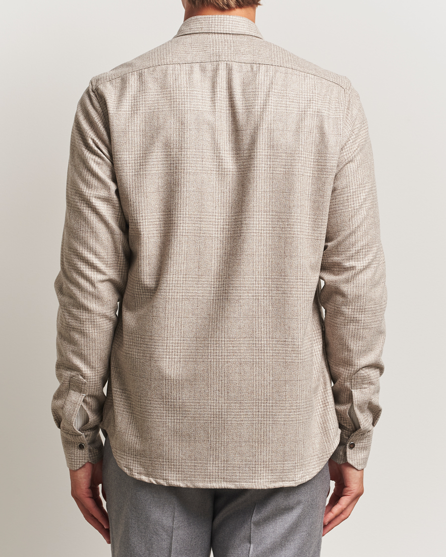 Herren | Hemden | Kiton | Wool Check Overshirt Light Beige