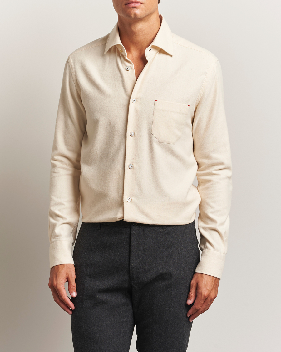 Herren | Hemden | Kiton | Cotton Flannel Sport Shirt Cream