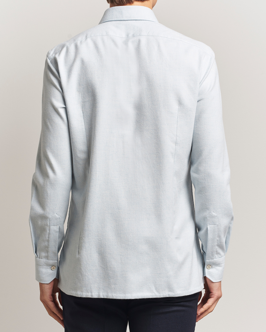 Herren | Hemden | Kiton | Cotton Flannel Sport Shirt Light Blue