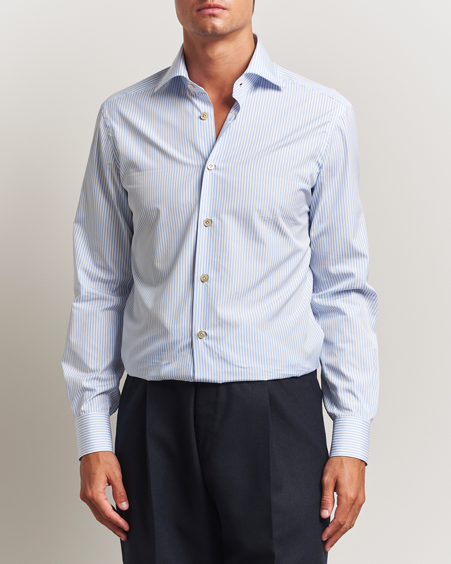 Herren | Hemden | Kiton | Cotton Dress Shirt Light Blue Stripe