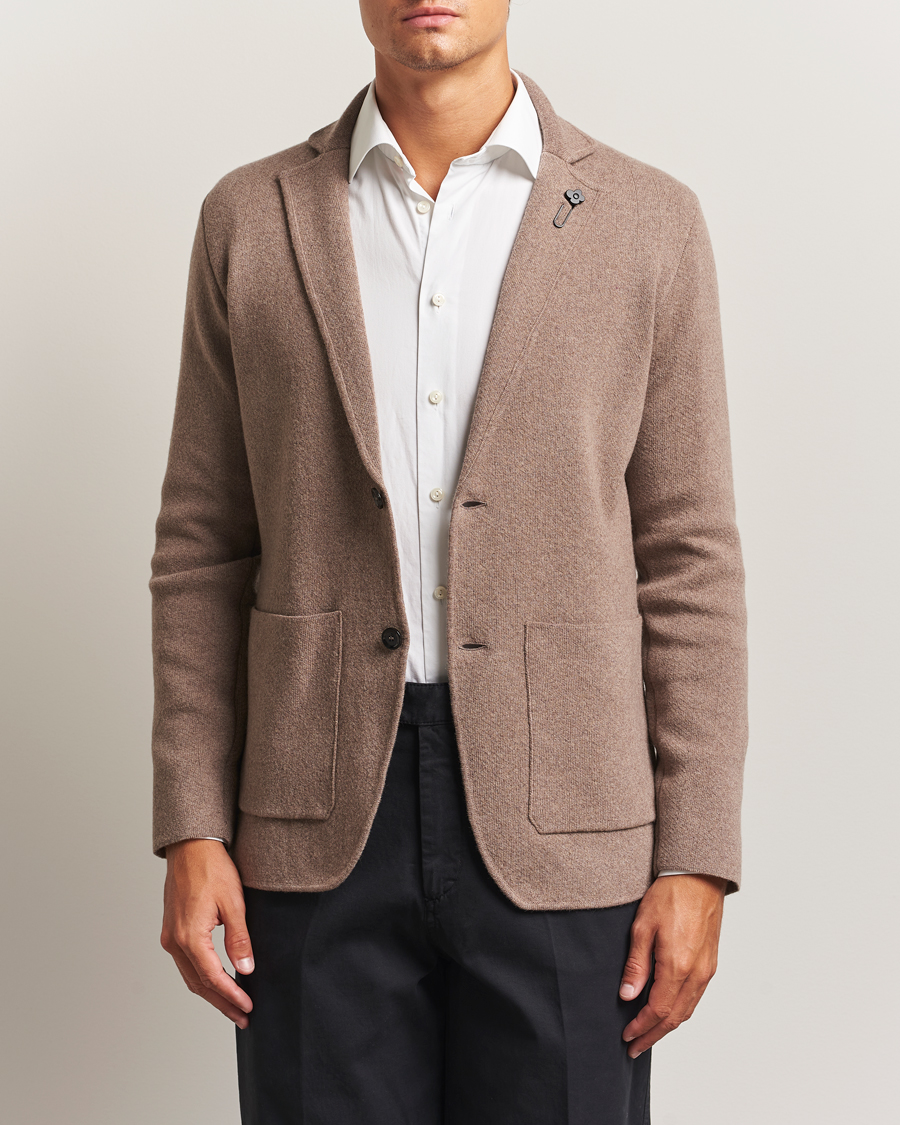 Herren | Sakkos | Lardini | Knitted Wool Blazer Brown