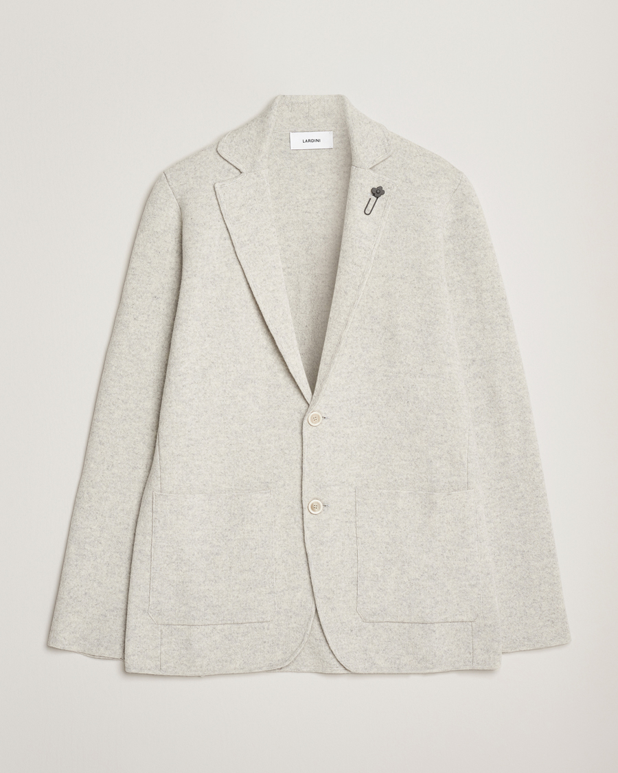 Herren | Sakkos | Lardini | Knitted Wool Blazer Light Grey
