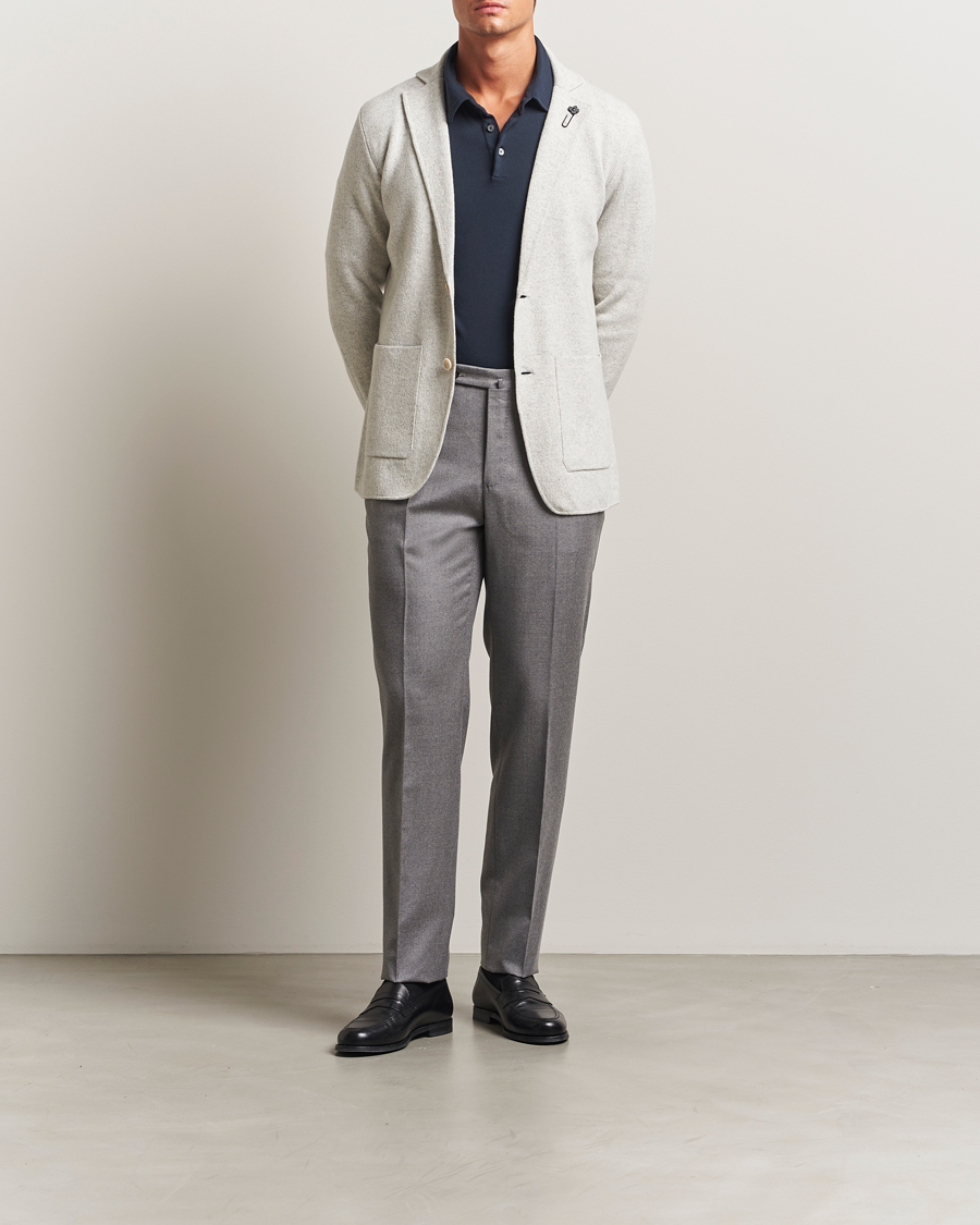 Herren | Sakkos | Lardini | Knitted Wool Blazer Light Grey