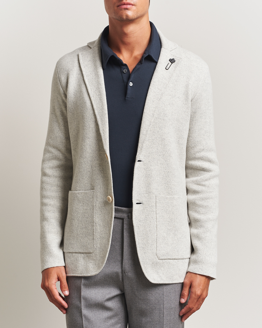 Herren | Sakkos | Lardini | Knitted Wool Blazer Light Grey