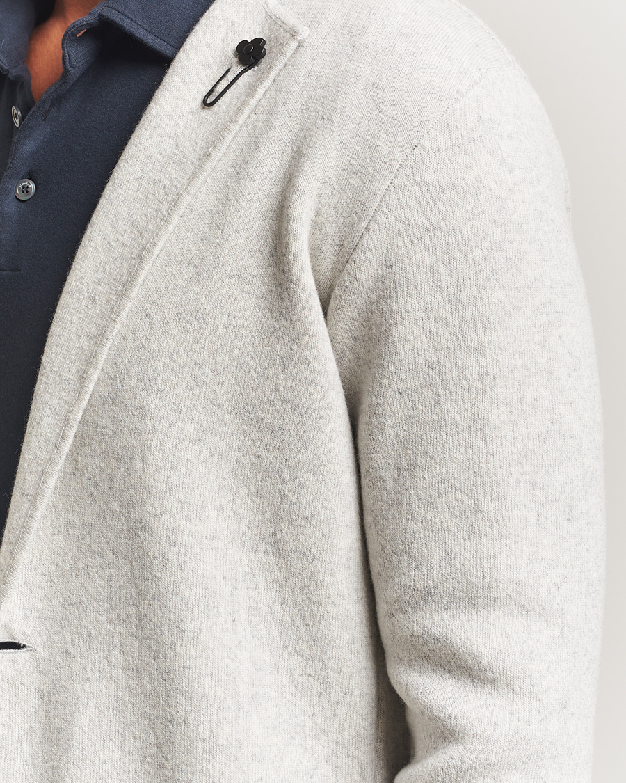 Herren | Sakkos | Lardini | Knitted Wool Blazer Light Grey