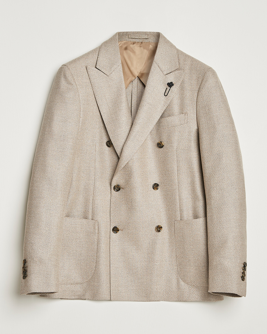 Herren | Sakkos | Lardini | Double Breasted Wool/Silk/Cashmere Blazer Beige