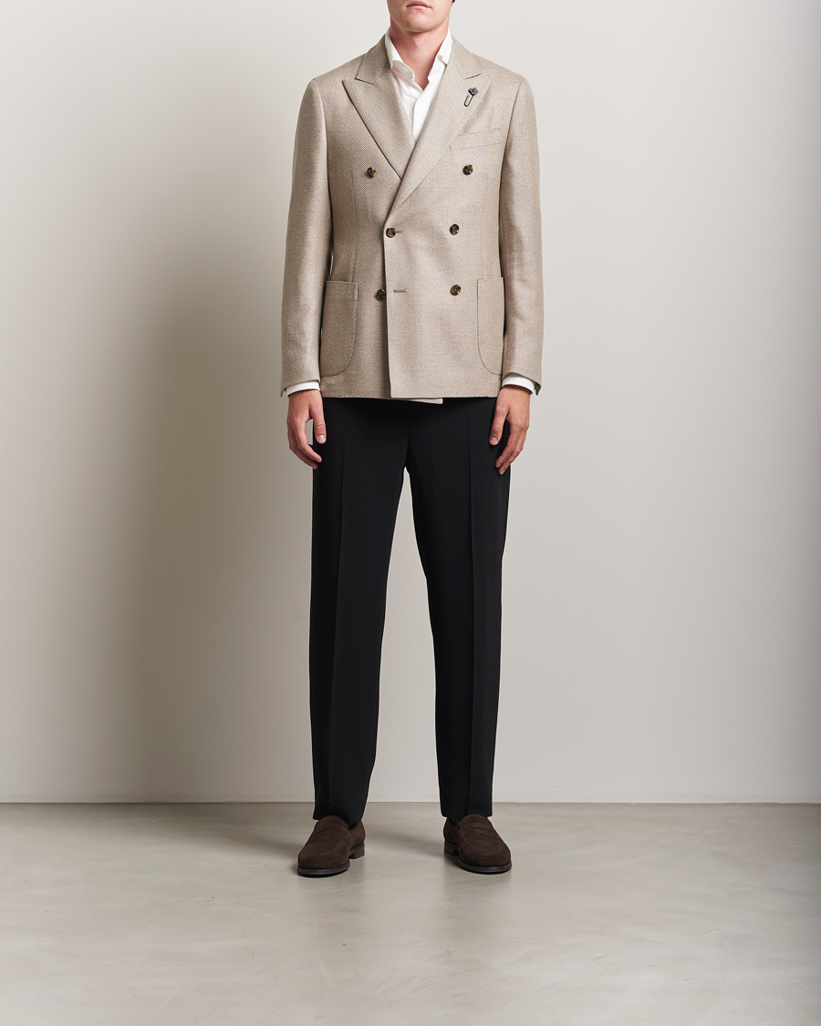 Herren | Sakkos | Lardini | Double Breasted Wool/Silk/Cashmere Blazer Beige