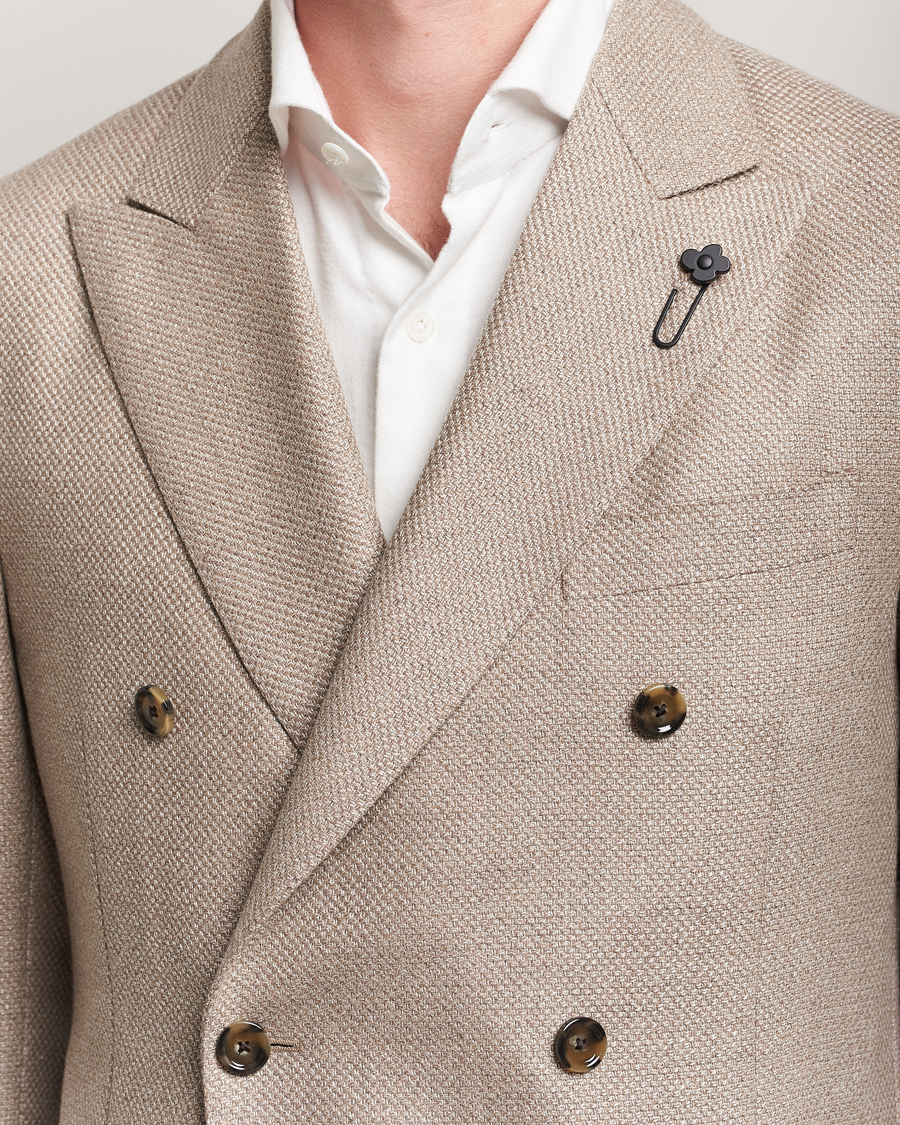 Herren | Sakkos | Lardini | Double Breasted Wool/Silk/Cashmere Blazer Beige