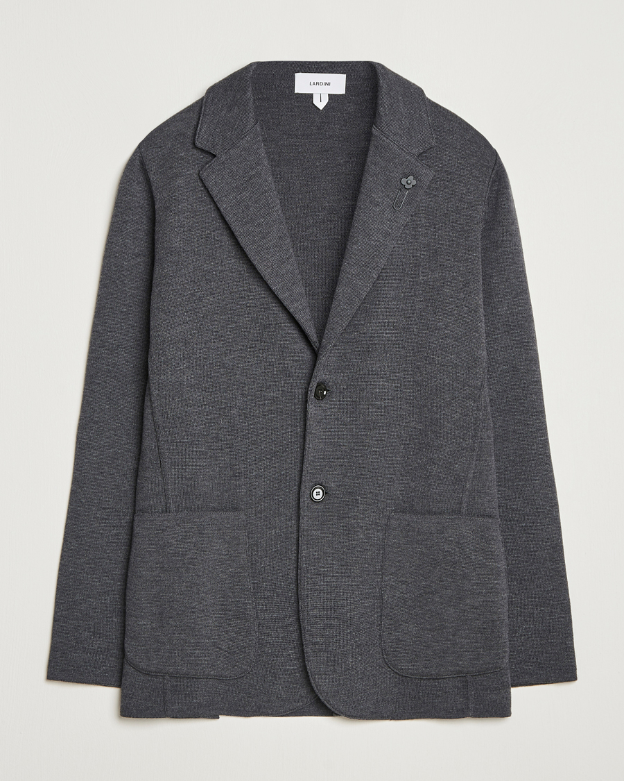 Herren | Sakkos | Lardini | Knitted Wool Blazer Dark Grey