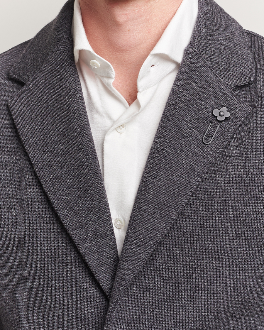 Herren | Sakkos | Lardini | Knitted Wool Blazer Dark Grey