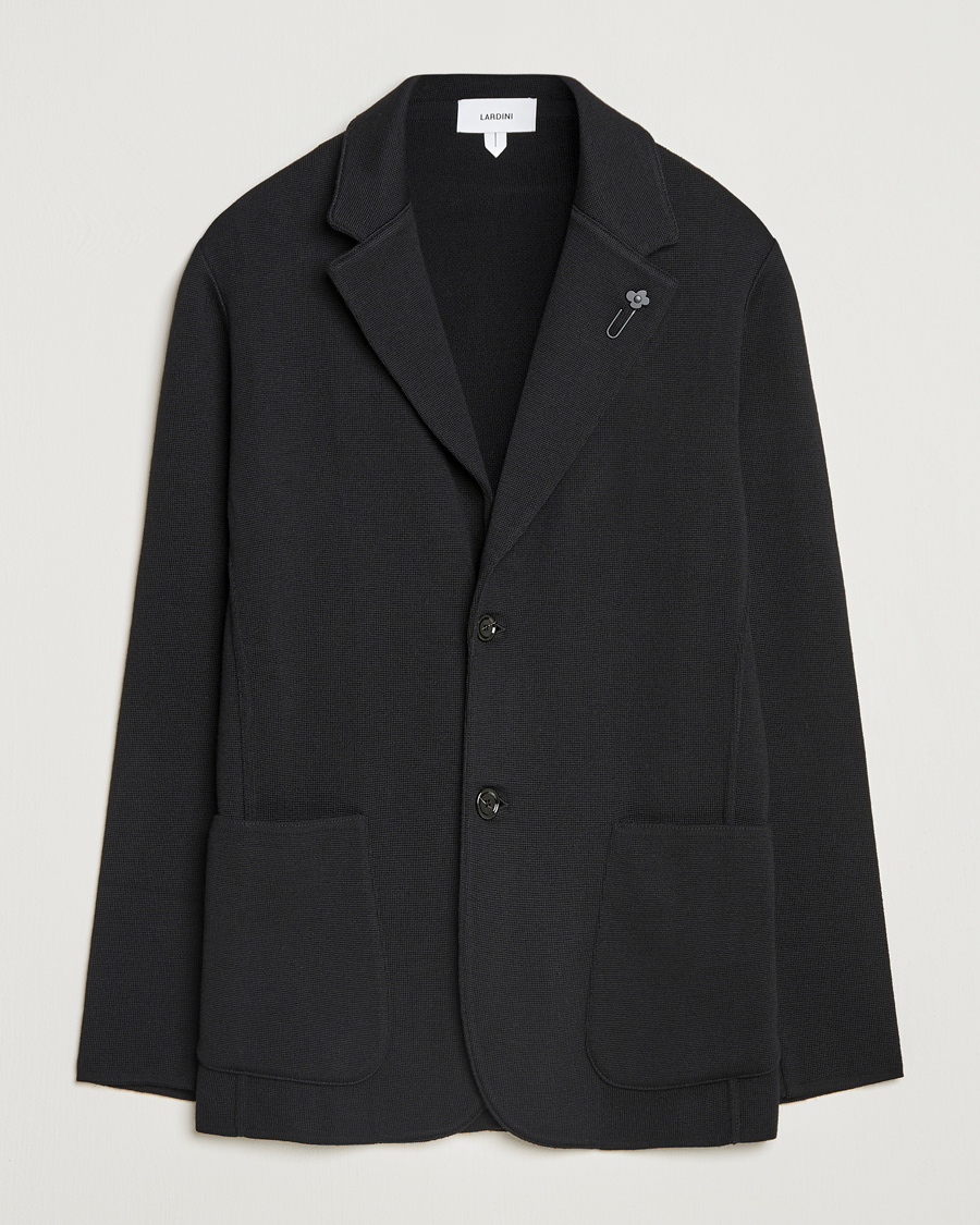 Herren | Sakkos | Lardini | Knitted Wool Blazer Black