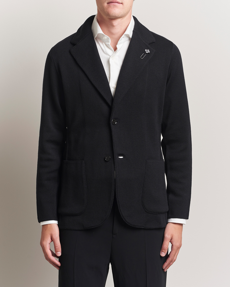 Herren | Sakkos | Lardini | Knitted Wool Blazer Black