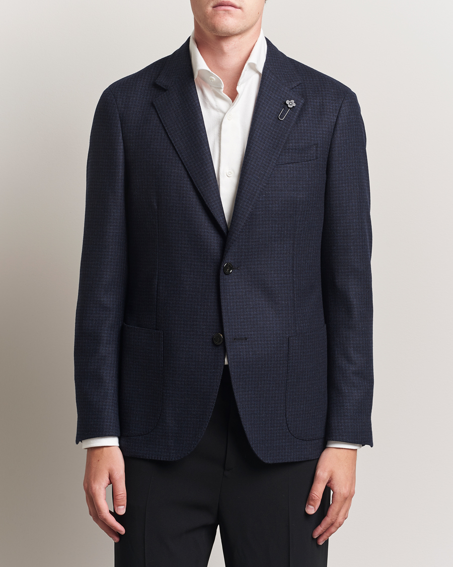 Herren | Sakkos | Lardini | Checked Wool Blazer Navy