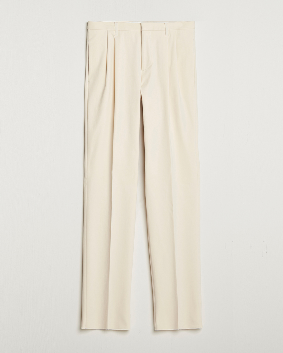 Herren | Hosen | Lardini | Double Pleated Cotton Stretch Trousers Off White