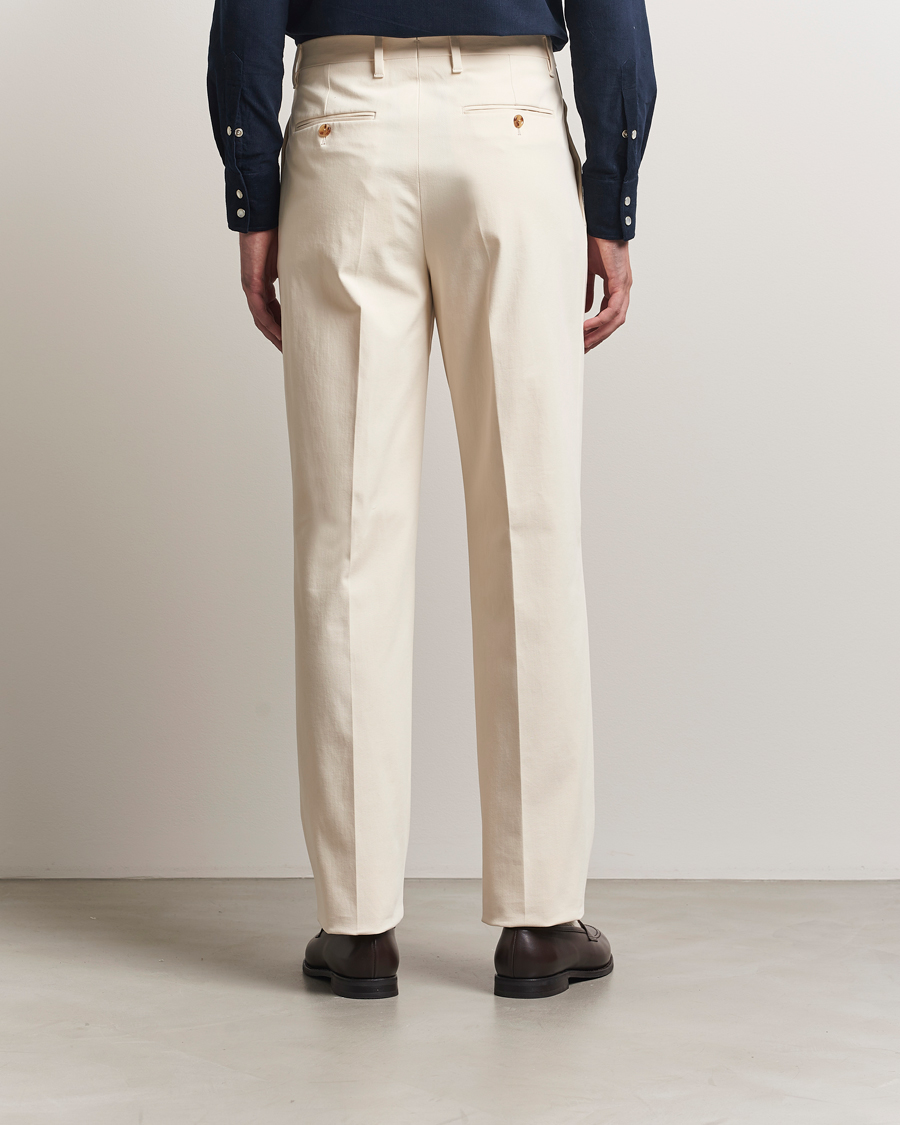 Herren | Hosen | Lardini | Double Pleated Cotton Stretch Trousers Off White