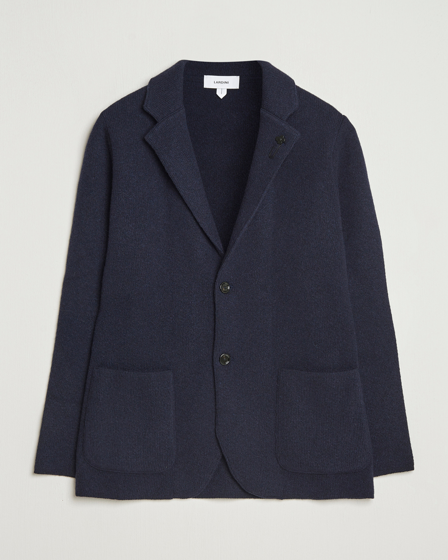 Herren | Sakkos | Lardini | Recycled Cashmere Knitted Blazer Navy