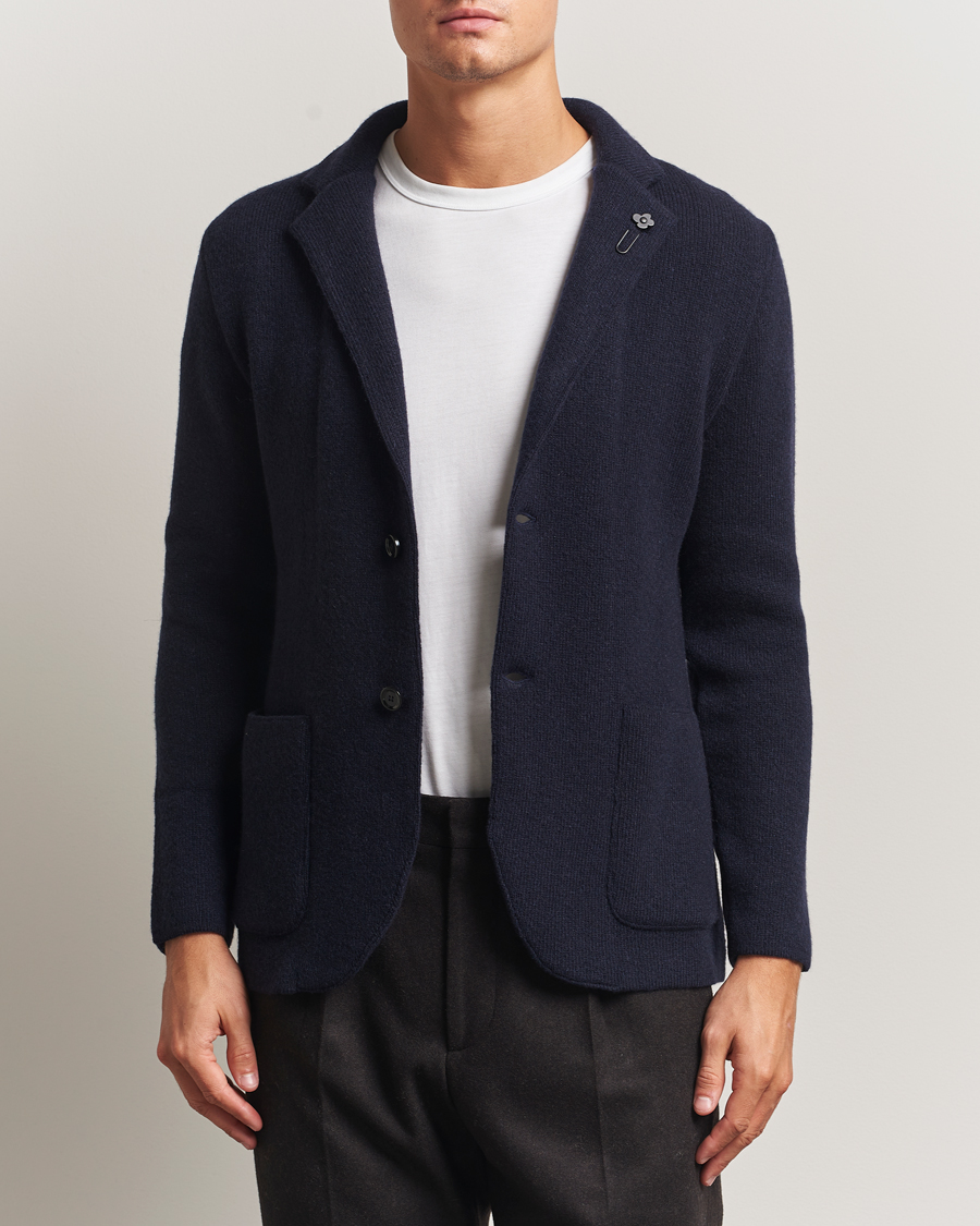 Herren | Sakkos | Lardini | Recycled Cashmere Knitted Blazer Navy