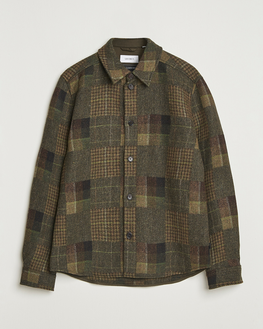 Herren | Hemden | LES DEUX | Kody Patchwork Wool Overshirt Green
