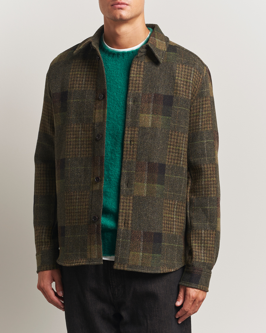 Herren | Hemden | LES DEUX | Kody Patchwork Wool Overshirt Green