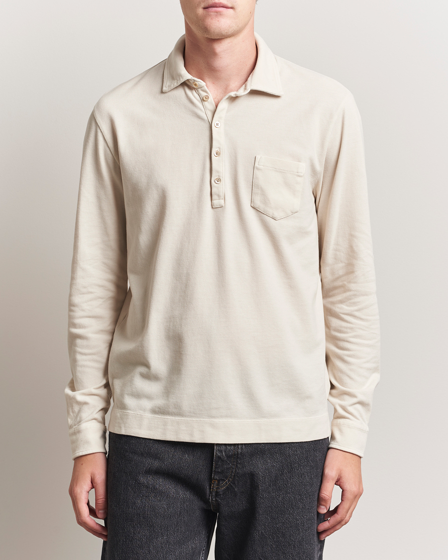 Herren | Poloshirts | Massimo Alba | Ischia Cotton/Cashmere Long Sleeve Polo Off White